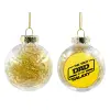 Transparent Christmas tree ball ornament with gold filling 8cm