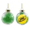 Transparent Christmas tree ball ornament with green filling 8cm