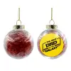 Transparent Christmas tree ball ornament with red filling 8cm