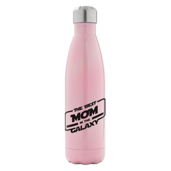 The Best MOM in the Galaxy, Μεταλλικό παγούρι θερμός Ροζ Ιριδίζον (Stainless steel), διπλού τοιχώματος, 500ml