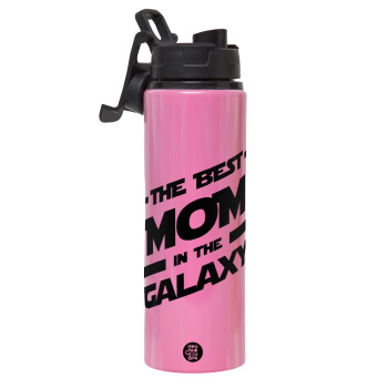The Best MOM in the Galaxy, Metallic water bottle with safety lid, 850ml aluminum