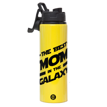 The Best MOM in the Galaxy, Metallic water bottle with safety lid, 850ml aluminum