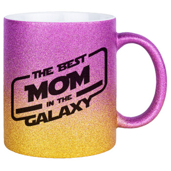 The Best MOM in the Galaxy, Κούπα Χρυσή/Ροζ Glitter, κεραμική, 330ml