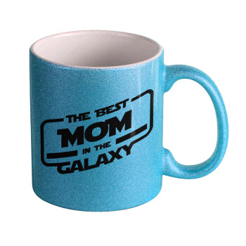 The Best MOM in the Galaxy, Κούπα Σιέλ Glitter που γυαλίζει, κεραμική, 330ml