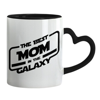 The Best MOM in the Galaxy, Κούπα καρδιά χερούλι μαύρη, κεραμική, 330ml