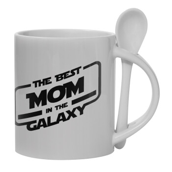 The Best MOM in the Galaxy, Ceramic coffee mug with Spoon, 330ml (1pcs)