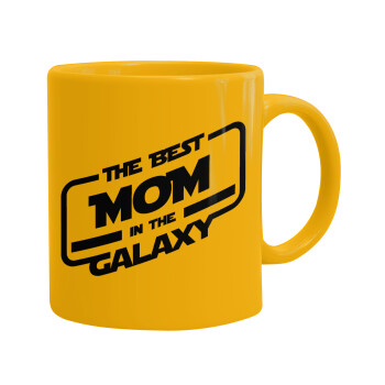 The Best MOM in the Galaxy, Ceramic coffee mug yellow, 330ml (1pcs)