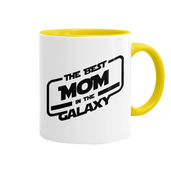 The Best MOM in the Galaxy, Κούπα χρωματιστή κίτρινη, κεραμική, 330ml