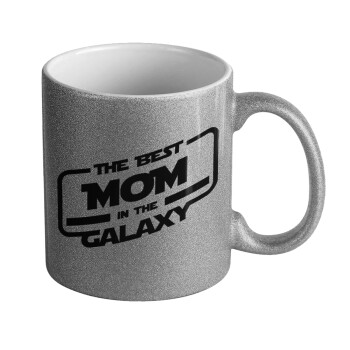 The Best MOM in the Galaxy, Κούπα Ασημένια Glitter που γυαλίζει, κεραμική, 330ml
