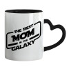 Mug heart black handle, ceramic, 330ml