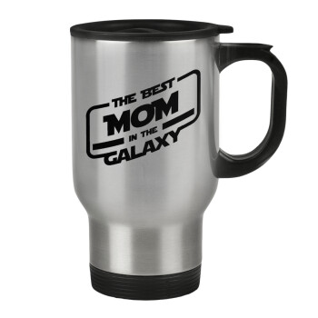 The Best MOM in the Galaxy, Stainless steel travel mug with lid, double wall 450ml