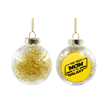 The Best MOM in the Galaxy, Χριστουγεννιάτικη μπάλα δένδρου διάφανη με χρυσό γέμισμα 8cm