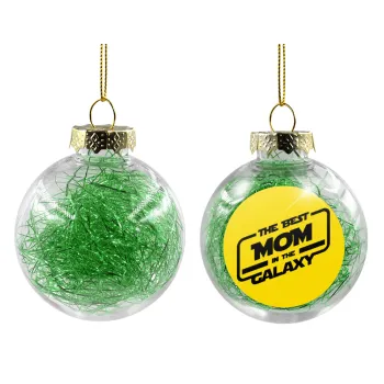 The Best MOM in the Galaxy, Transparent Christmas tree ball ornament with green filling 8cm