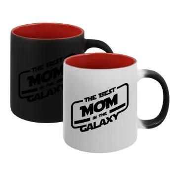 The Best MOM in the Galaxy, Κούπα Μαγική εσωτερικό κόκκινο, κεραμική, 330ml που αλλάζει χρώμα με το ζεστό ρόφημα