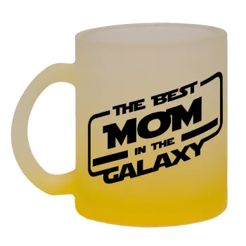 The Best MOM in the Galaxy, Κούπα γυάλινη δίχρωμη με βάση το κίτρινο ματ, 330ml