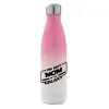 Metal mug thermos Pink/White (Stainless steel), double wall, 500ml