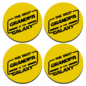 The Best GRANDPA in the Galaxy, SET of 4 round wooden coasters (9cm)