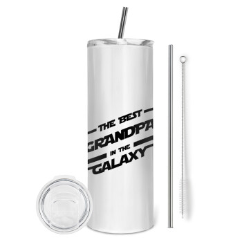 The Best GRANDPA in the Galaxy, Eco friendly stainless steel tumbler 600ml, with metal straw & cleaning brush