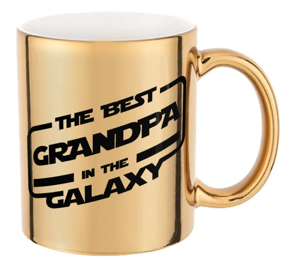 The Best GRANDPA in the Galaxy — Κούπα κεραμική, χρυσή καθρέπτης, 330ml
