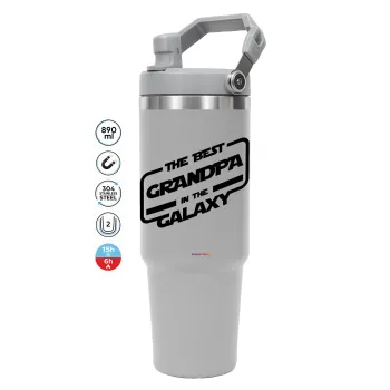 The Best GRANDPA in the Galaxy, ΓΚΡΙ Travel Tumbler Θερμός με χερούλι και καλαμάκι 890ml