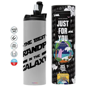 The Best GRANDPA in the Galaxy, Tumbler ποτήρι θερμό ΓΚΡΙ από ανοξείδωτο ατσάλι 600ml