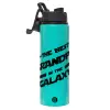 Metallic water bottle with safety lid, 850ml aluminum