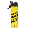 Metallic water bottle with safety lid, 850ml aluminum