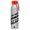 Aluminum Sports Bottle 650ml – Silver with Red Cap and Silicone Strap