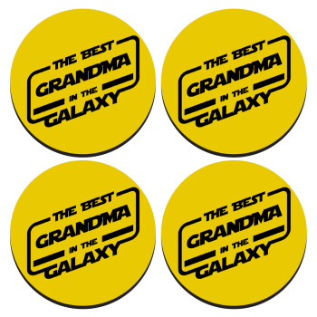 The Best GRANDMA in the Galaxy, SET of 4 round wooden coasters (9cm)