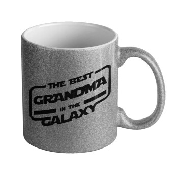 The Best GRANDMA in the Galaxy, Κούπα Ασημένια Glitter που γυαλίζει, κεραμική, 330ml