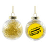 Transparent Christmas tree ball ornament with gold filling 8cm