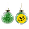 Transparent Christmas tree ball ornament with green filling 8cm