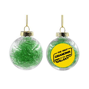 The Best GRANDMA in the Galaxy, Transparent Christmas tree ball ornament with green filling 8cm