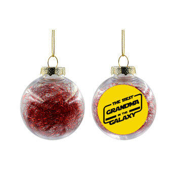 The Best GRANDMA in the Galaxy, Transparent Christmas tree ball ornament with red filling 8cm
