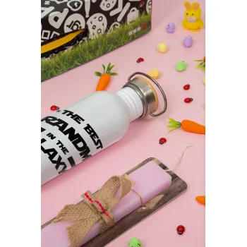 The Best GRANDMA in the Galaxy, Πασχαλινή Λαμπάδα με παγούρι μεταλλικό (620ml, stainless steel) & κερί αρωματικό πλακέ (30cm) (ΡΟΖ)