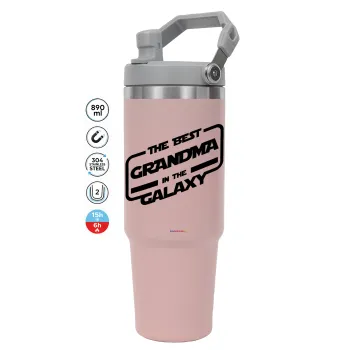 The Best GRANDMA in the Galaxy, ΡΟΖ Travel Tumbler Θερμός με χερούλι και καλαμάκι 890ml