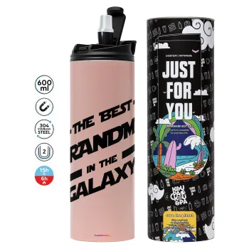 The Best GRANDMA in the Galaxy, Tumbler ποτήρι θερμό ΡΟΖ από ανοξείδωτο ατσάλι 600ml