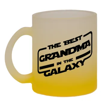 The Best GRANDMA in the Galaxy, Κούπα γυάλινη δίχρωμη με βάση το κίτρινο ματ, 330ml