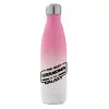 Metal mug thermos Pink/White (Stainless steel), double wall, 500ml