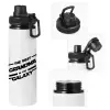Metal water bottle with safety cap, aluminum 850ml