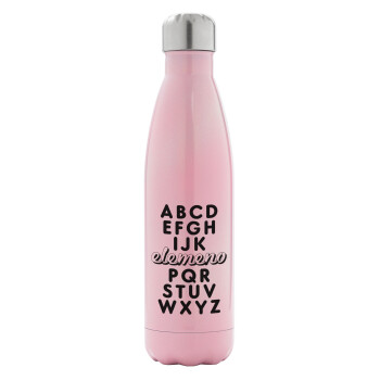 ABCD Elemeno Alphabet , Metal mug thermos Pink Iridiscent (Stainless steel), double wall, 500ml