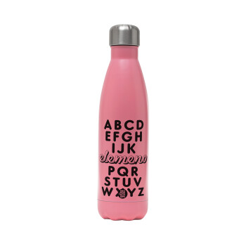 ABCD Elemeno Alphabet , Metal mug thermos Pink Mat (Stainless steel), double wall, 500ml