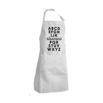 ABCD Elemeno Alphabet , Adult Chef Apron (with sliders and 2 pockets)