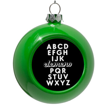 ABCD Elemeno Alphabet , Green Christmas tree ornament bauble 8cm