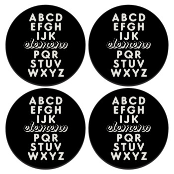 ABCD Elemeno Alphabet , SET of 4 round wooden coasters (9cm)