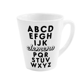 ABCD Elemeno Alphabet , Κούπα κωνική Latte Λευκή, κεραμική, 300ml