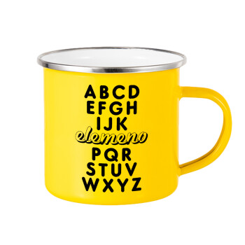 ABCD Elemeno Alphabet , Yellow Enamel Metallic Cup 360ml