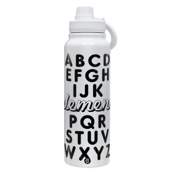ABCD Elemeno Alphabet , 1L Stainless Steel Thermal Bottle with Phone Holder & Double Wall Insulation