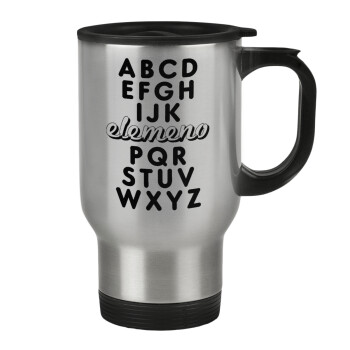 ABCD Elemeno Alphabet , Stainless steel travel mug with lid, double wall 450ml