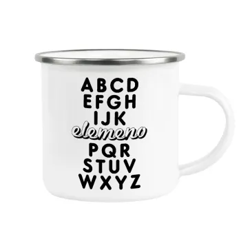 ABCD Elemeno Alphabet , Metallic enamel cup white 360ml